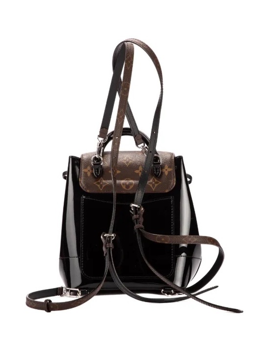 Louis Vuitton Black Patent & Brown Monogram Small Backpack, Original Box, Unused